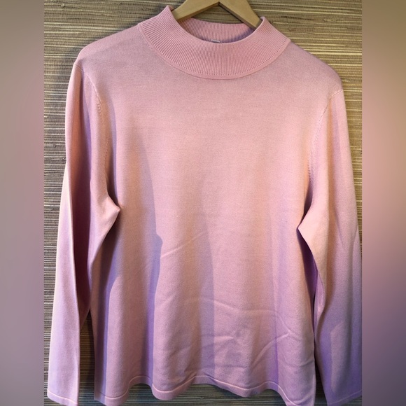 NWOT PENDLETON silk/nylon mock neck sweater sz 1X Blush pink - Picture 2 of 4